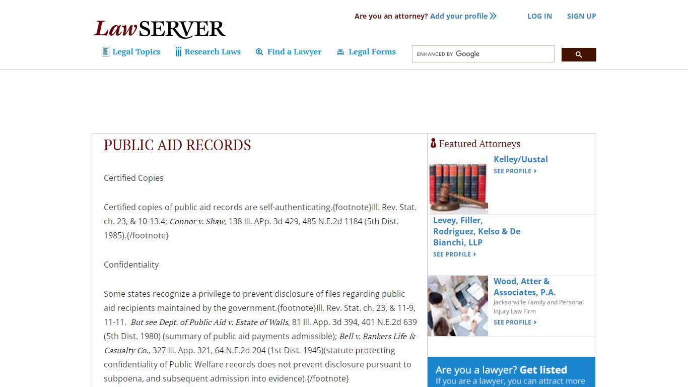 PUBLIC AID RECORDS » LawServer